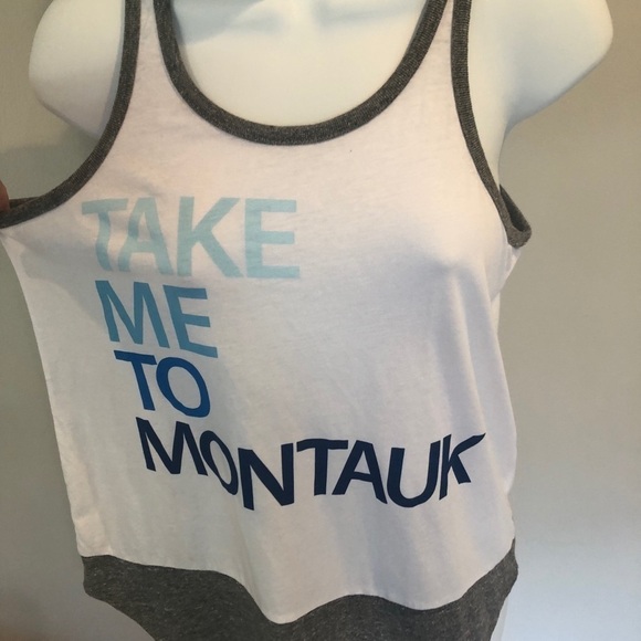 Chaser Take me to Montauk white tank low back t shirt size small - Picture 4 of 8